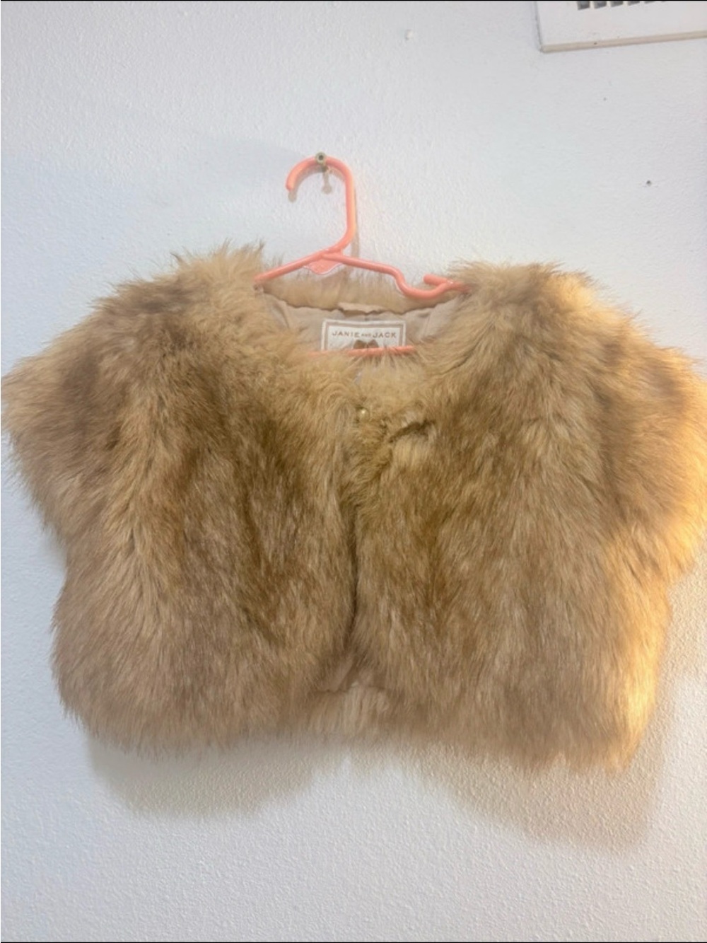 Janie and Jack Cozy Faux Fur Cape in Light Brown